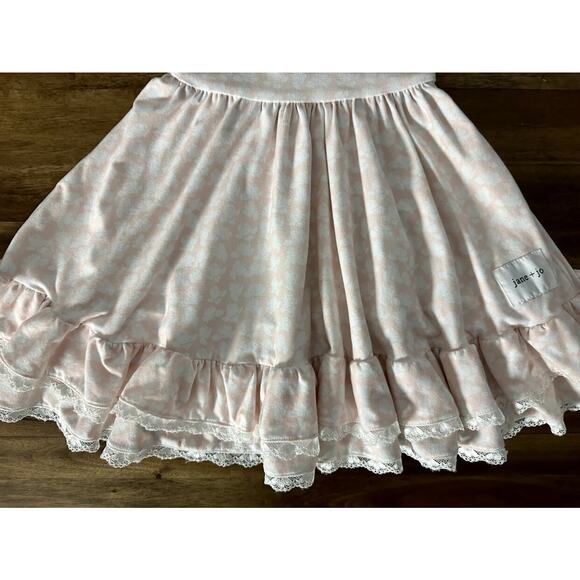 Jane + Jo Peony Peach Cream Floral Sleeveless Adjustable Strap Lace House Dress - Picture 4 of 9